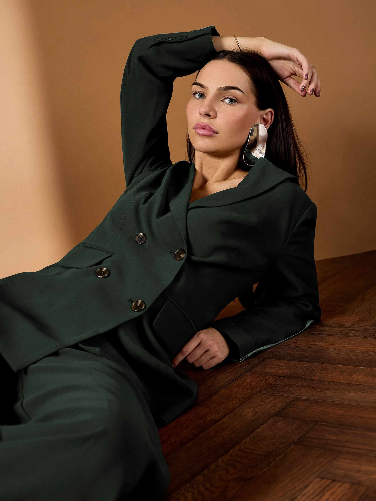 Winter Taylor Green Velvet Trim Jacket