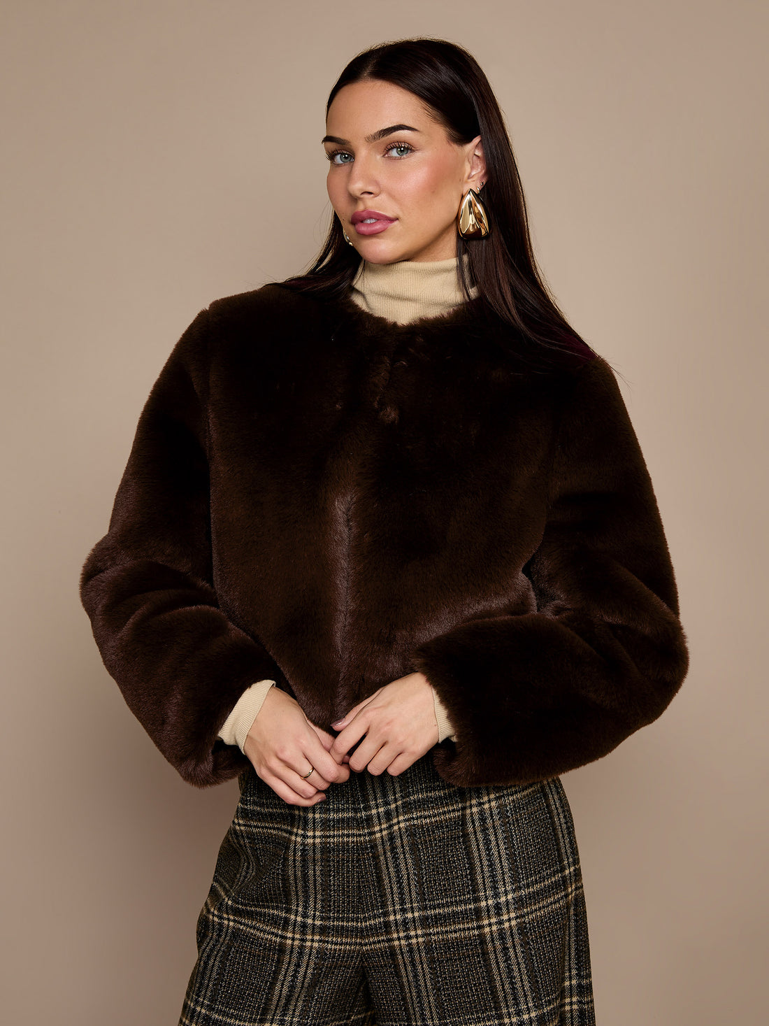 Reece Faux Fur Chocolate Brown Jacket