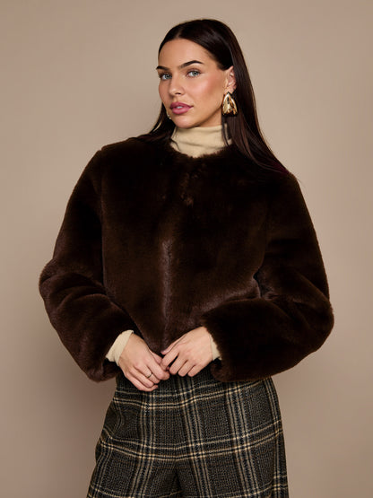 Reece Faux Fur Chocolate Brown Jacket