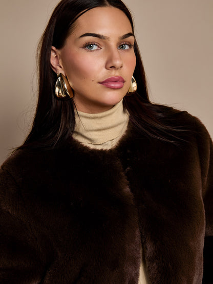 Reece Faux Fur Chocolate Brown Jacket