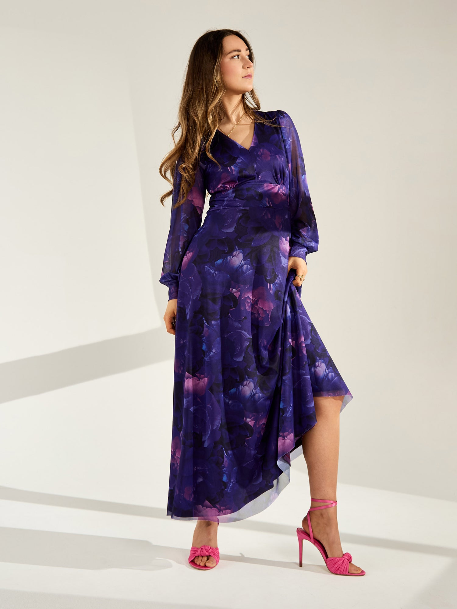 GWD Genevieve Purple Print Maxi Dress