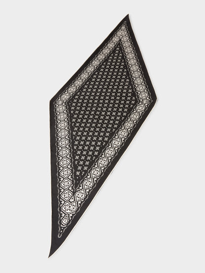 GWD Geometric Printed Diamond Black Silk Scarf