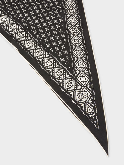 GWD Geometric Printed Diamond Black Silk Scarf