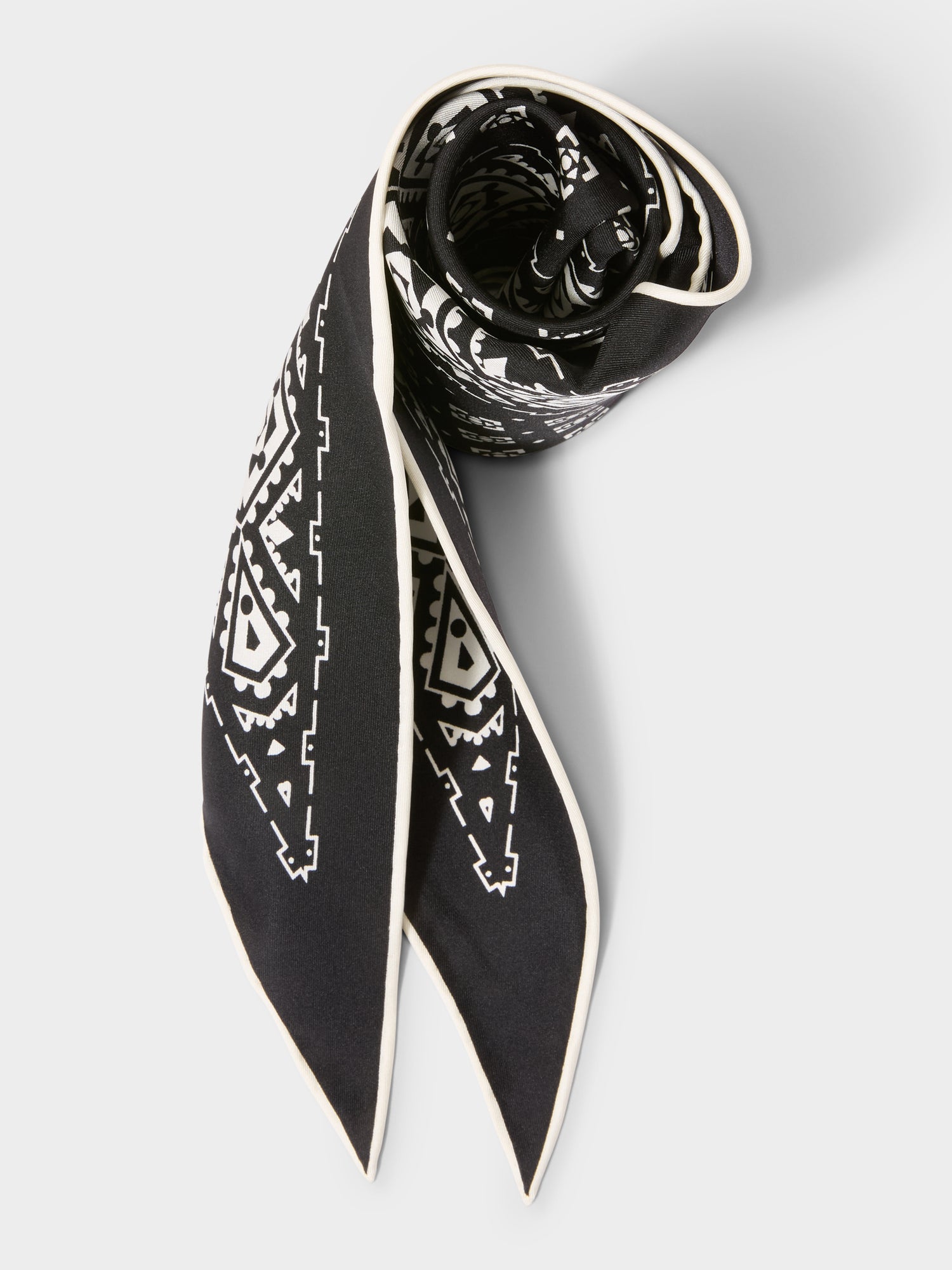 GWD Geometric Printed Diamond Black Silk Scarf