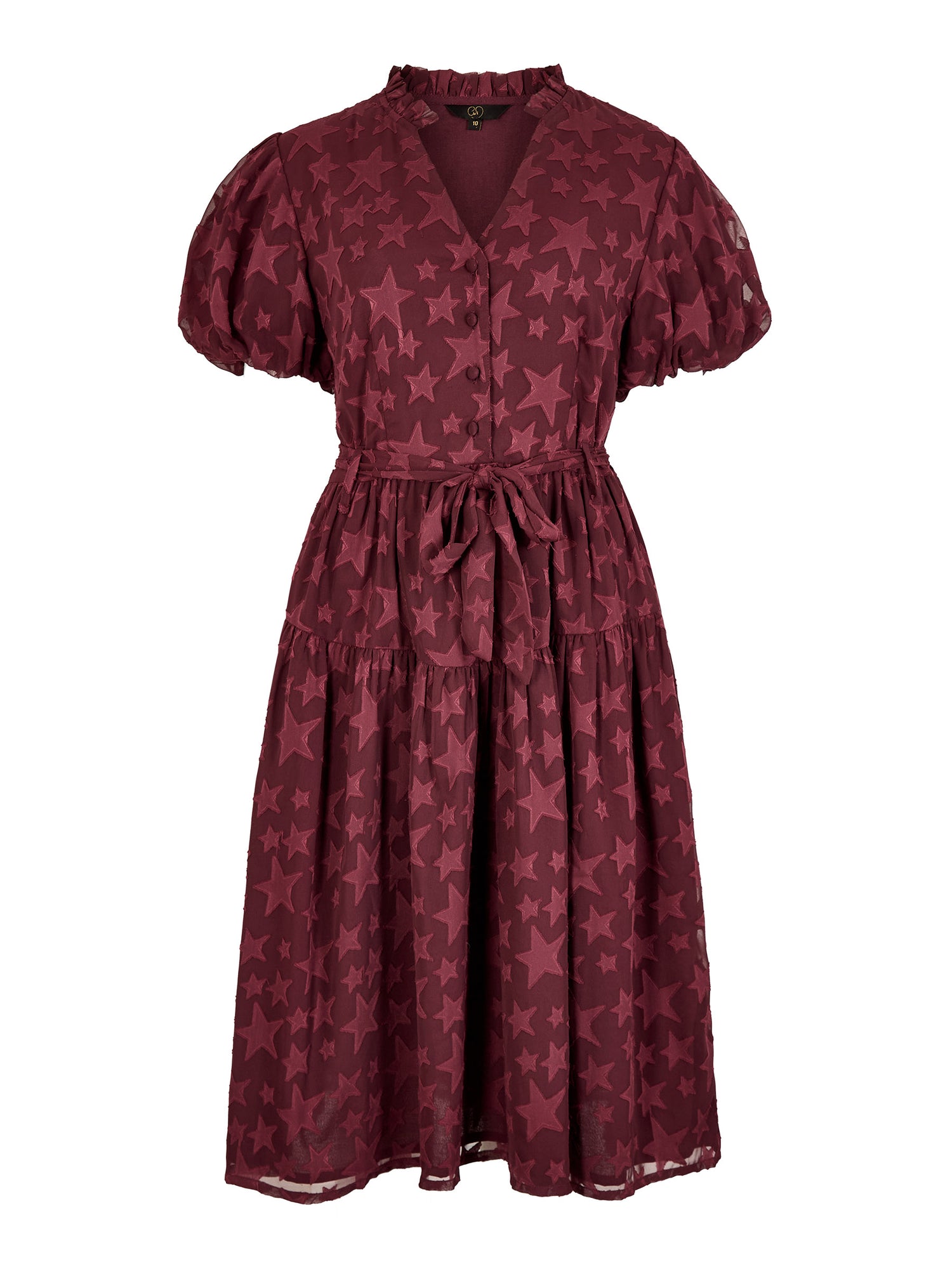 GWD Gerri Jacquard Burgundy Midi Dress