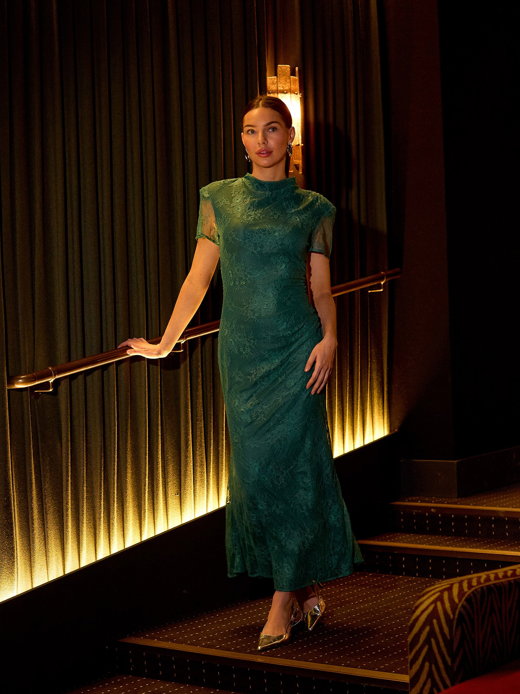 GWD Gracie Green Lace Maxi Dress