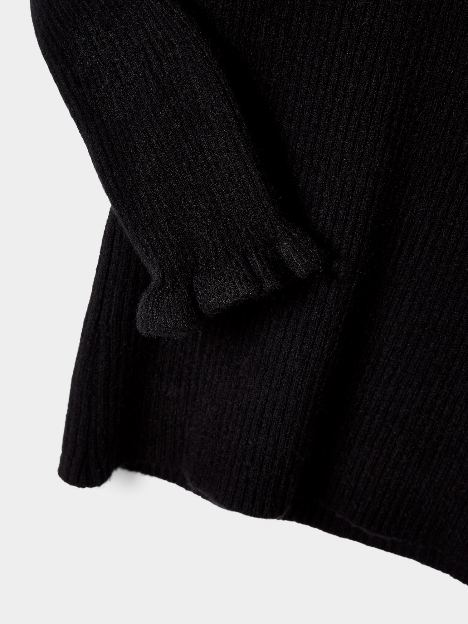 Girls Greta Knitted Top Ruffle Front Rib Jumper Available in Black and Cream