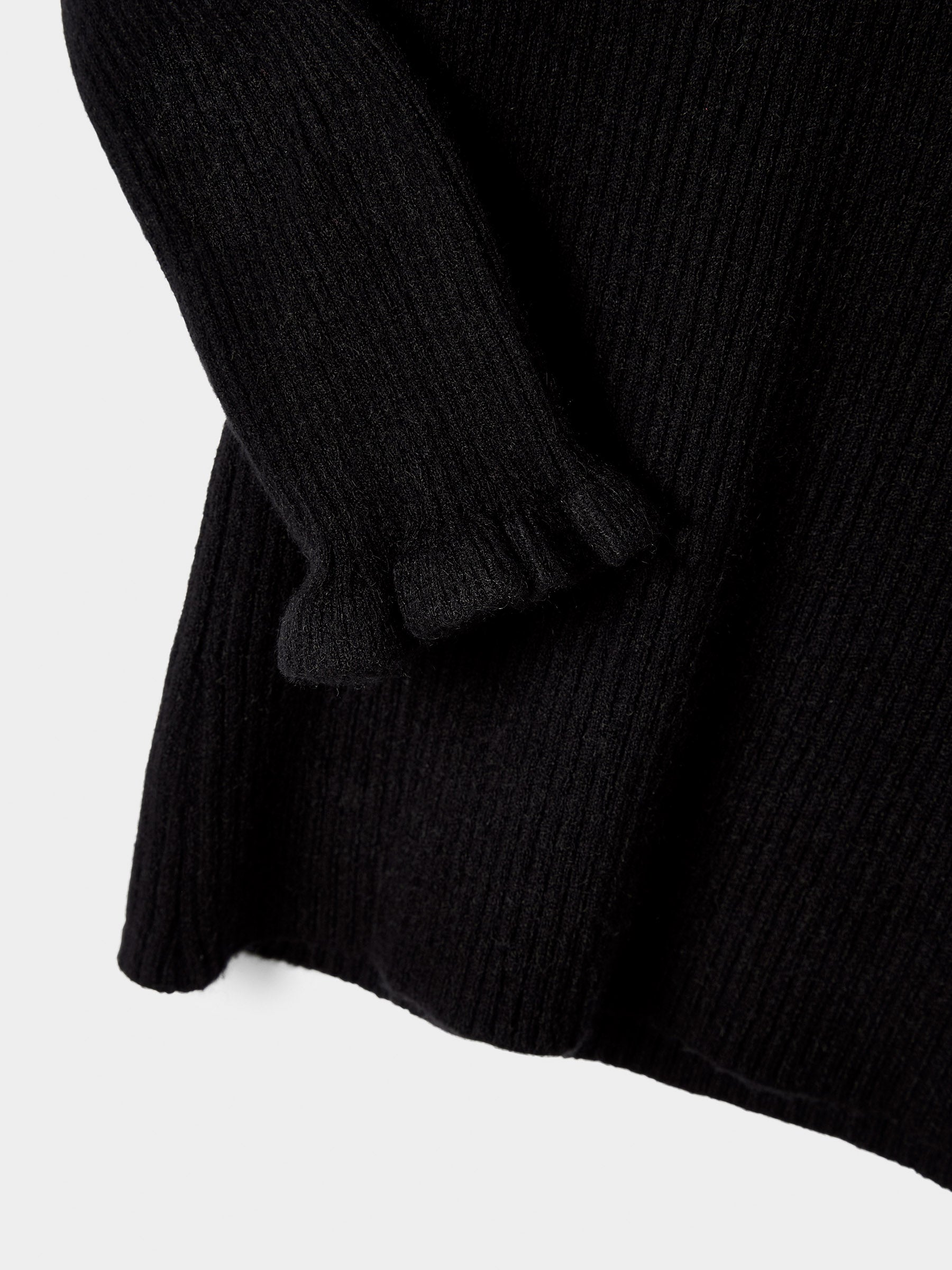 Girls Greta Knitted Top Ruffle Front Rib Jumper Available in Black and Cream