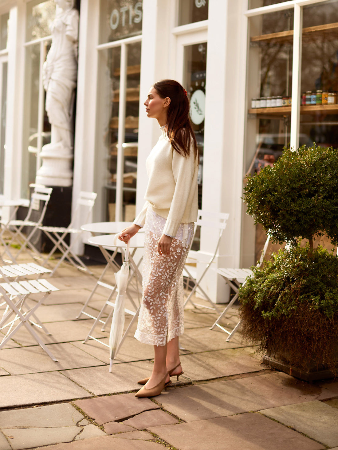 GWD Imara Floral Embroidery, Sheer Sparkle Skirt