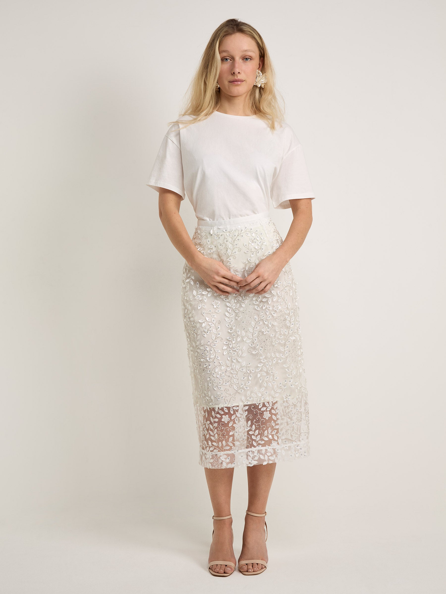 GWD Imara Floral Embroidery, Sheer Sparkle Skirt