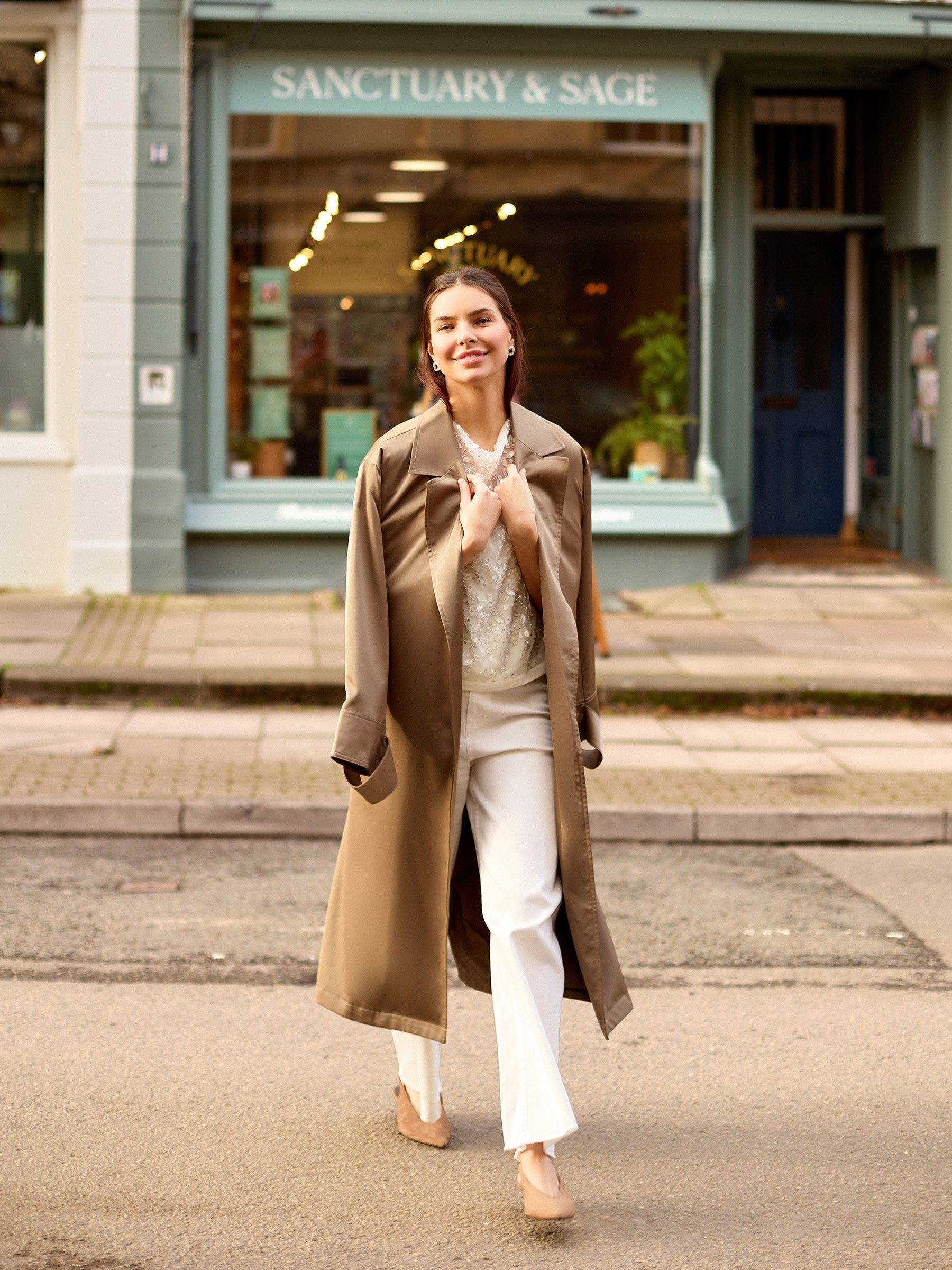 GWD Imara Floral Embroidery, Sheer Mesh Sparkle Top