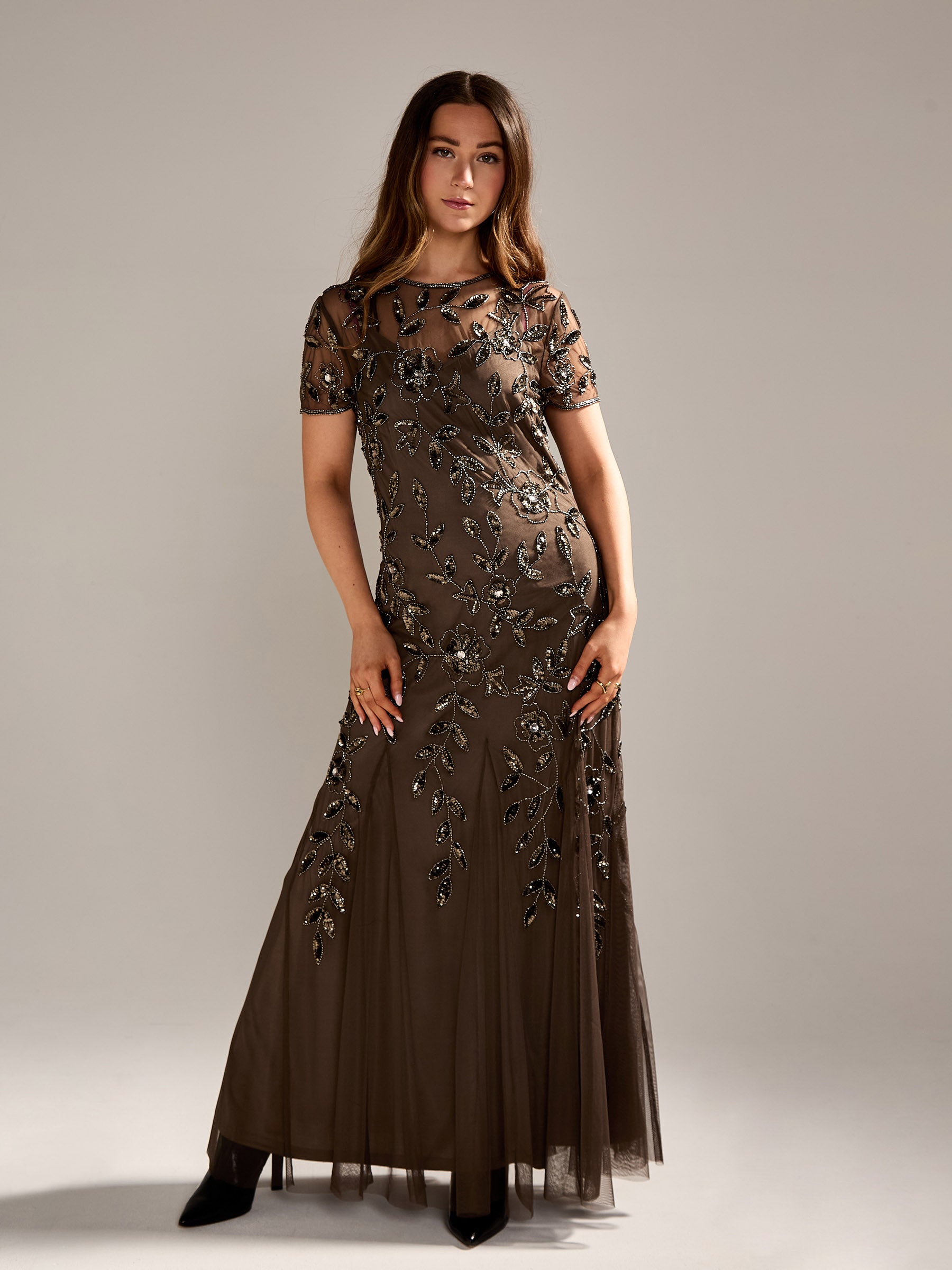 GWD Kelly Brown Embellished Maxi Dress