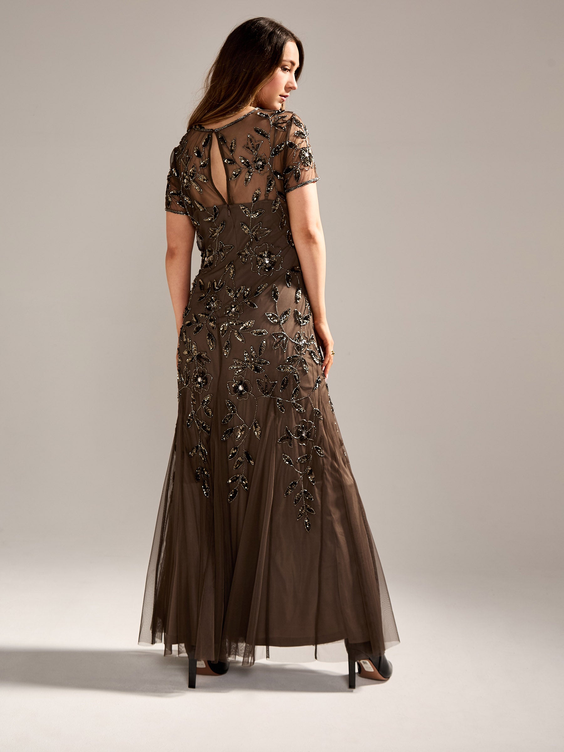 GWD Kelly Brown Embellished Maxi Dress