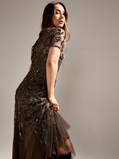 GWD Kelly Brown Embellished Maxi Dress