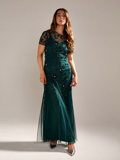 GWD Kelly Bottle Green Embellished Maxi Dress