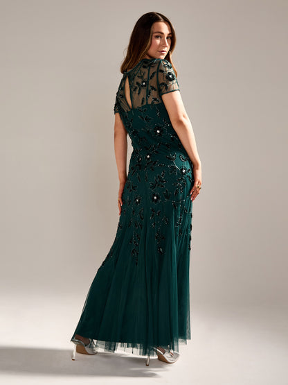 GWD Kelly Bottle Green Embellished Maxi Dress