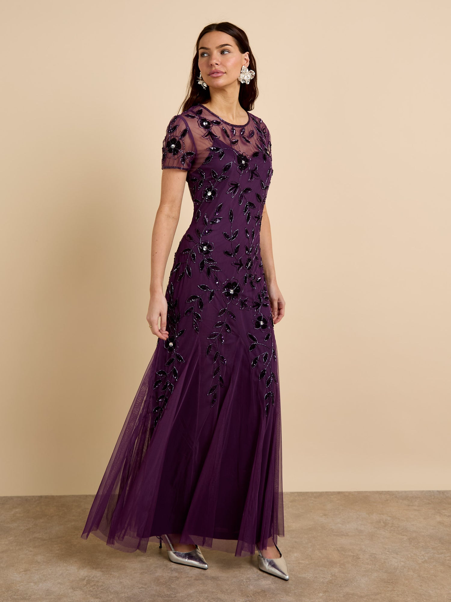 GWD Kelly Purple Embellished Maxi Dress