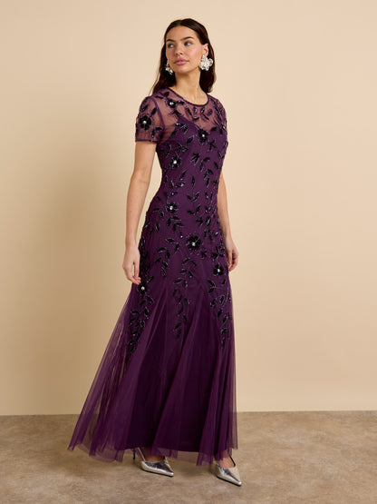 GWD Kelly Purple Embellished Maxi Dress