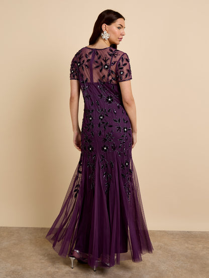 GWD Kelly Purple Embellished Maxi Dress