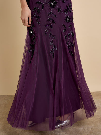 GWD Kelly Purple Embellished Maxi Dress