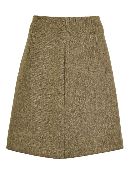 Meredith Wool Blend Skirt – Olive Herringbone