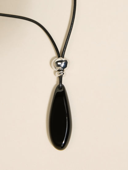 GWD Pendant Black Stone Necklace