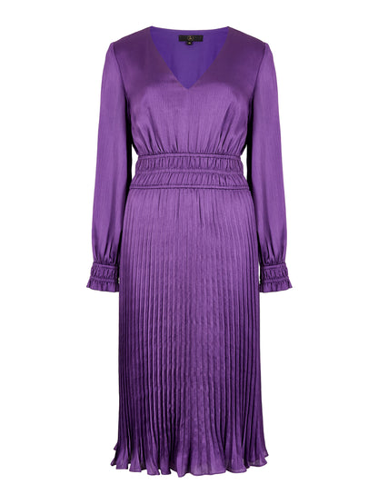 GWD Petal Glossy Satin Knee Length Purple Dress