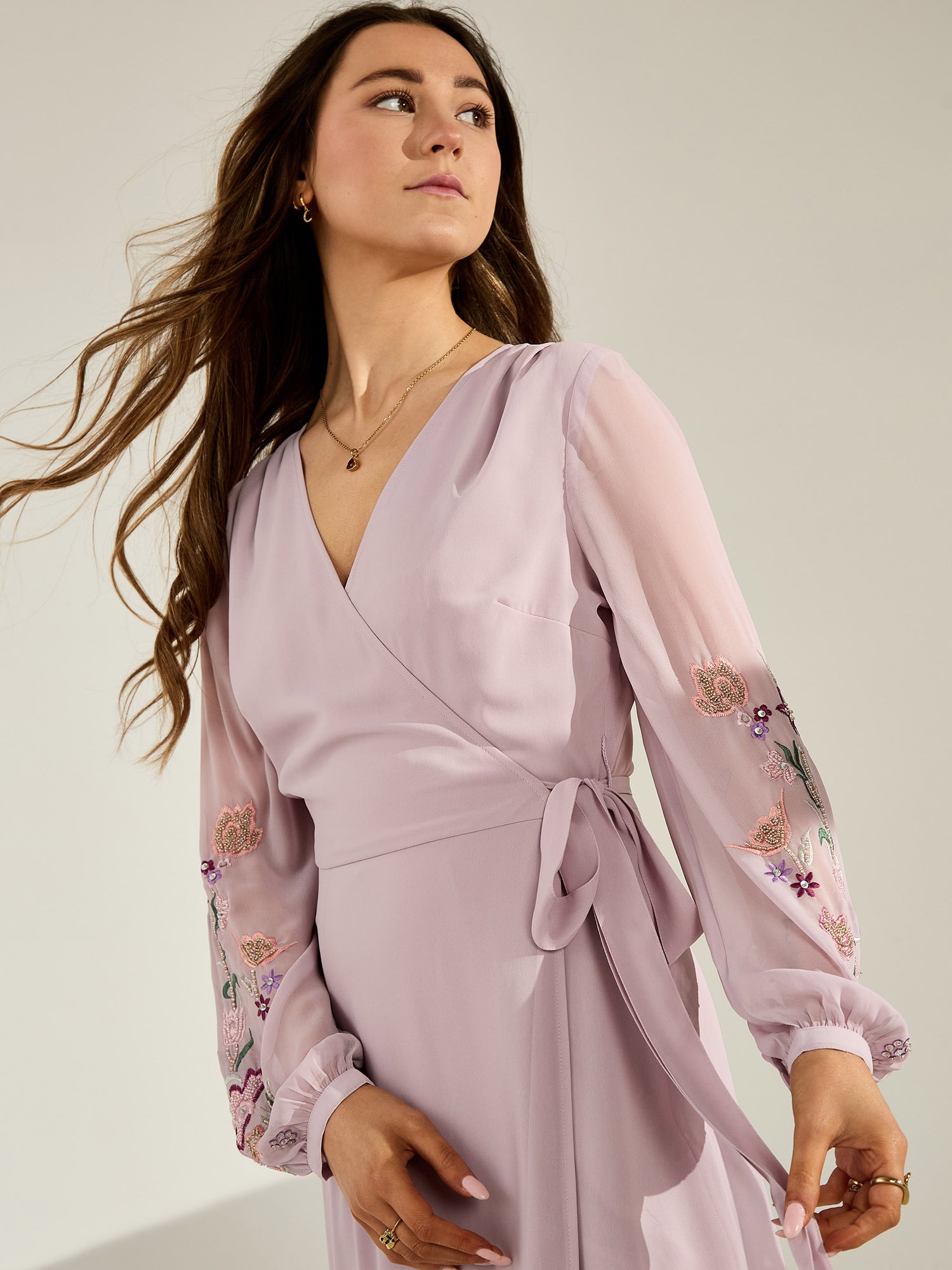 GWD Reena Wrap-Style Purple Maxi Dress