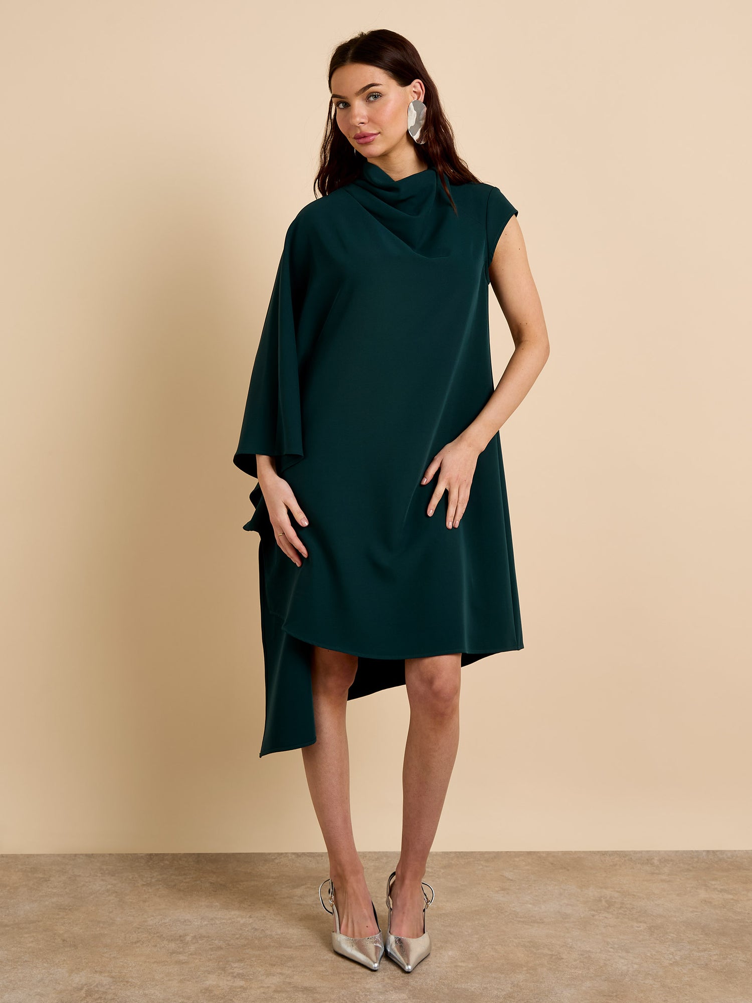 GWD Rosalie Asymmetric Green Knee Length Dress