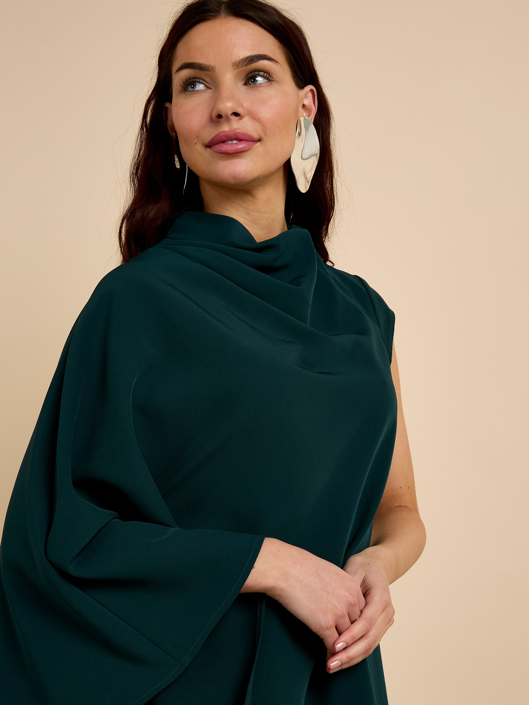 GWD Rosalie Asymmetric Green Knee Length Dress