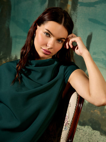 GWD Rosalie Asymmetric Green Knee Length Dress