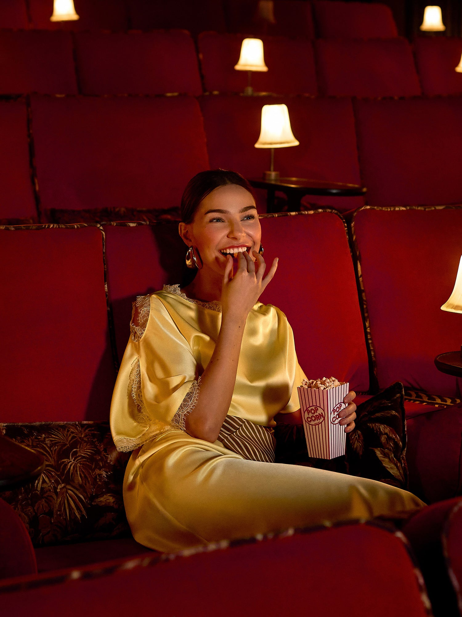 GWD Rowana Yellow Satin Lace Detail Maxi Dress