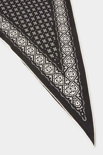 GWD Geometric Printed Diamond Black Silk Scarf