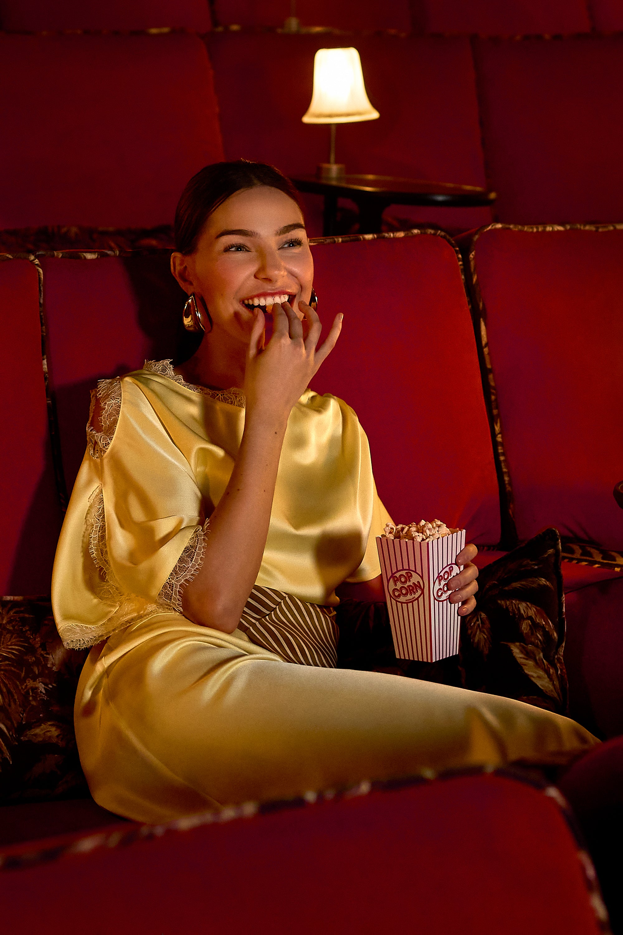 GWD Rowana Yellow Satin Lace Detail Maxi Dress