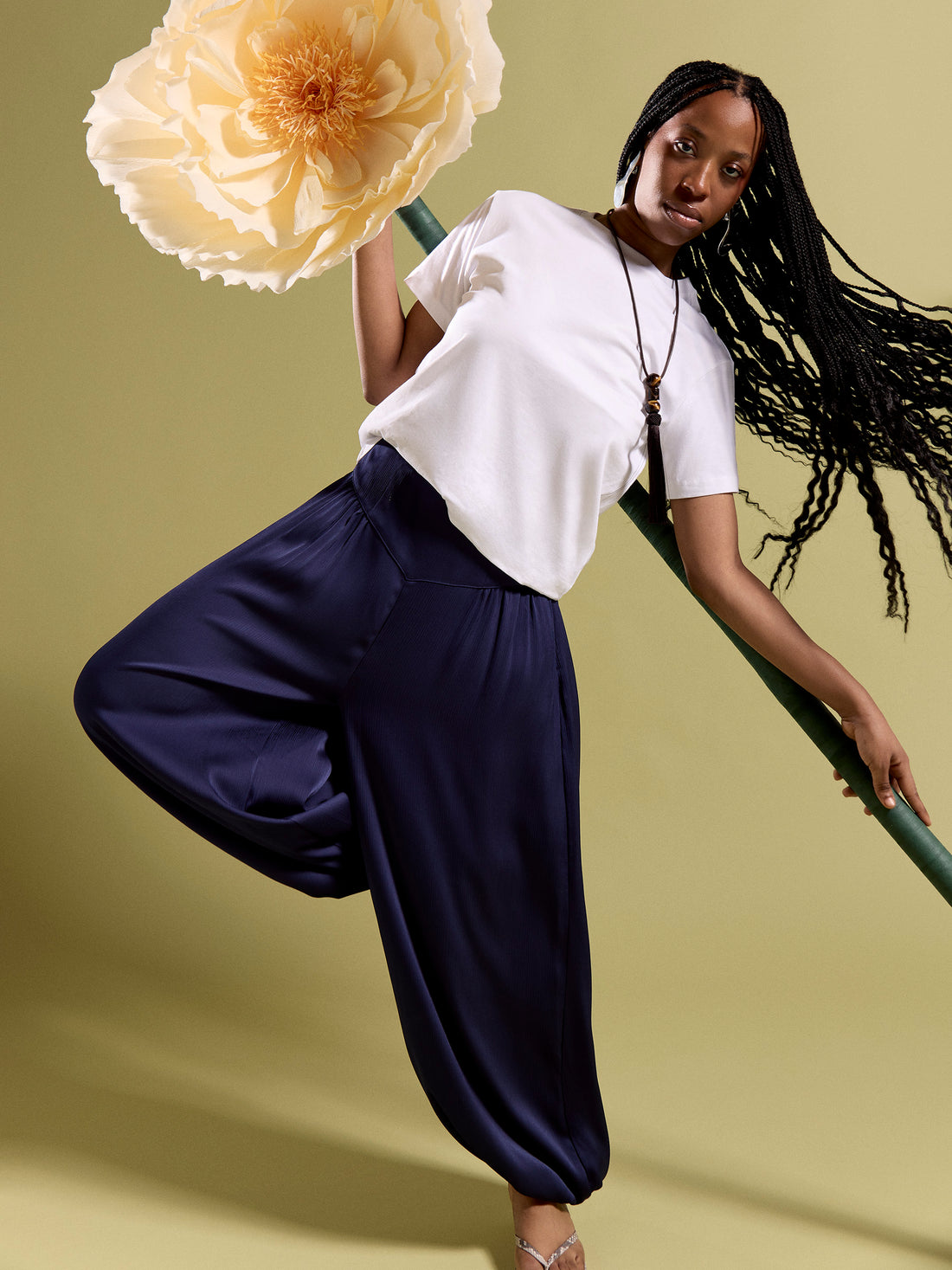 GWD Tula Satin Trouser Navy