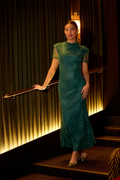 GWD Gracie Green Lace Maxi Dress