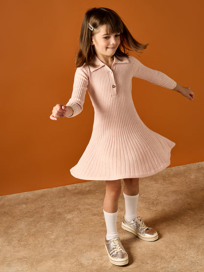 Tayla Pink Collared Knitted Dress