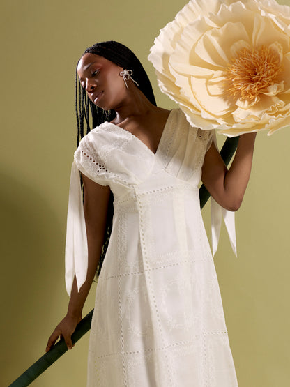 GWD Petula Embroidered White Midi Dress