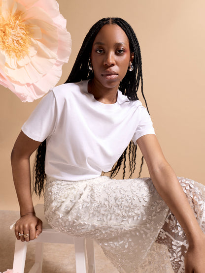 GWD Imara Floral Embroidery, Sheer Sparkle Skirt