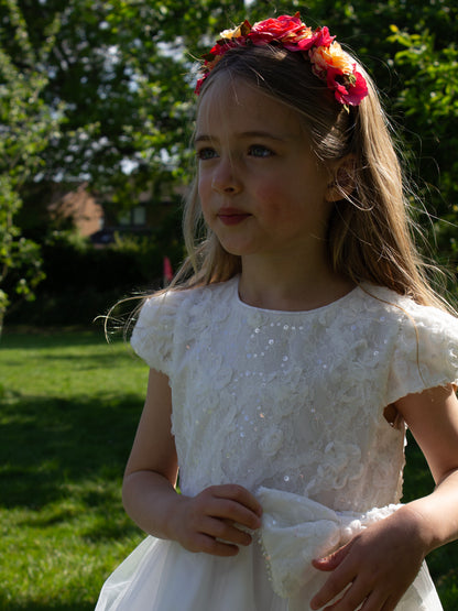GWD Ribbon Belle Sequin Layered White Party Dress