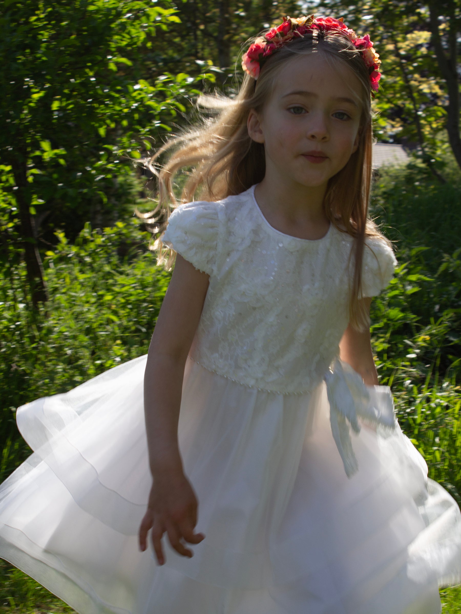 GWD Ribbon Belle Sequin Layered White Party Dress