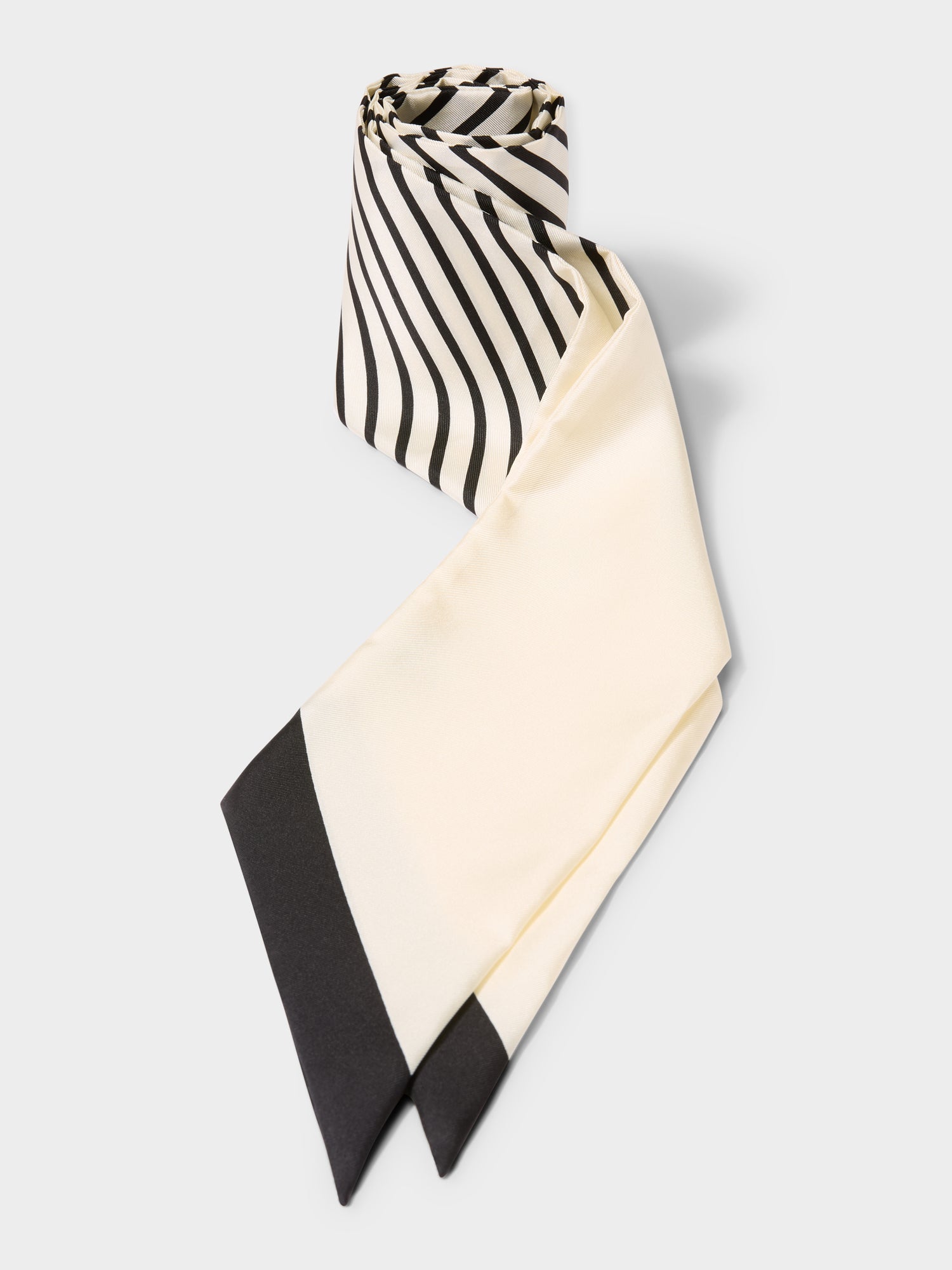 GWD Skinny Black &amp; White Stripe Silk Scarf