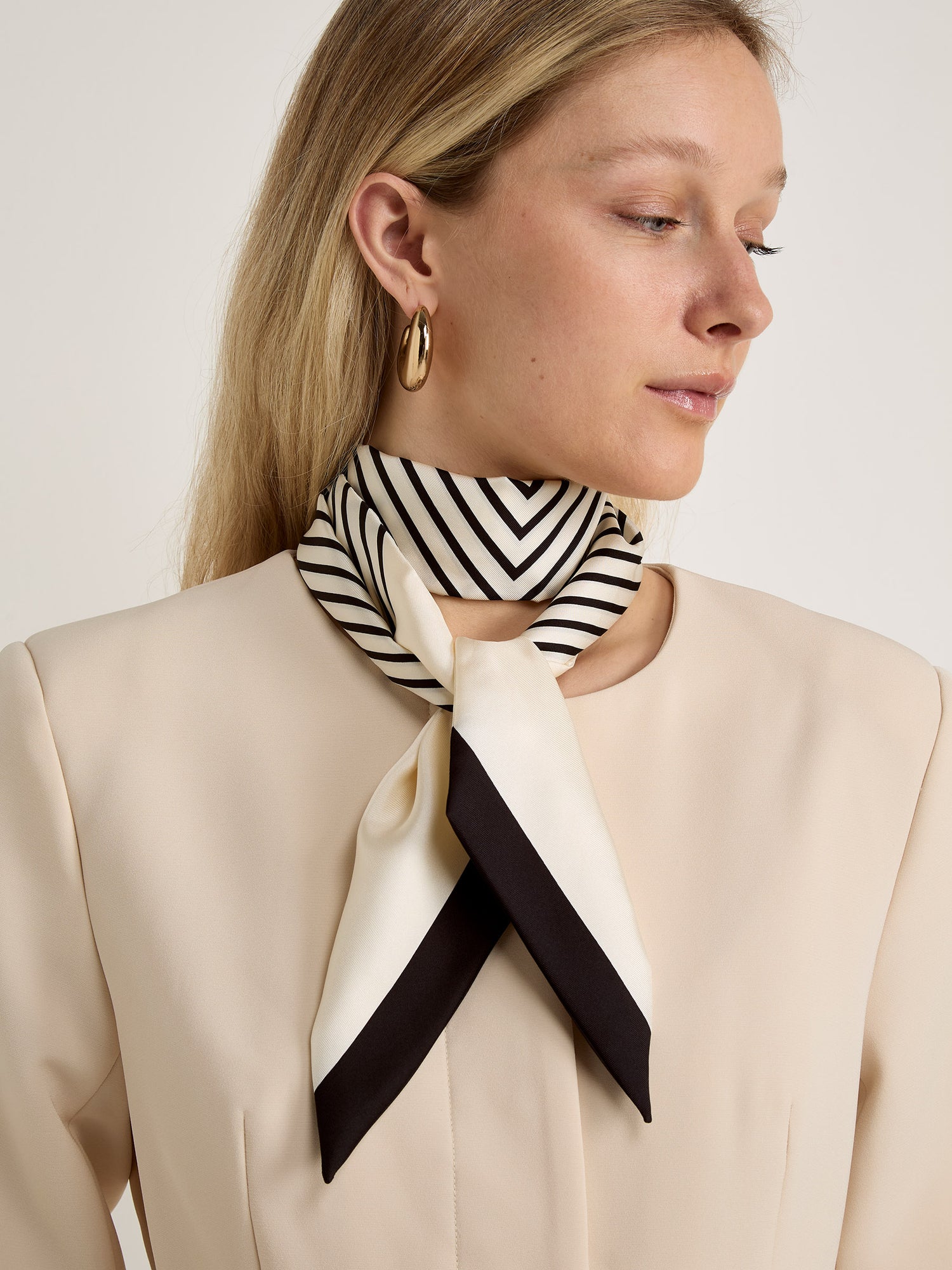 GWD Skinny Black &amp; White Stripe Silk Scarf