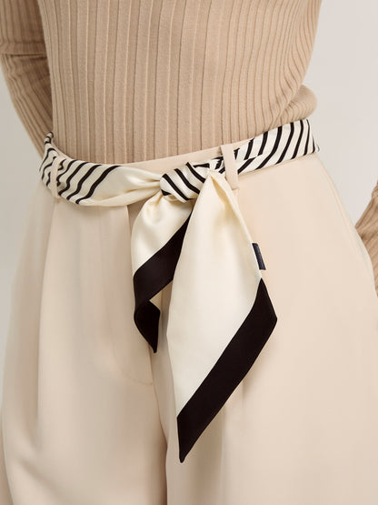 GWD Skinny Black &amp; White Stripe Silk Scarf