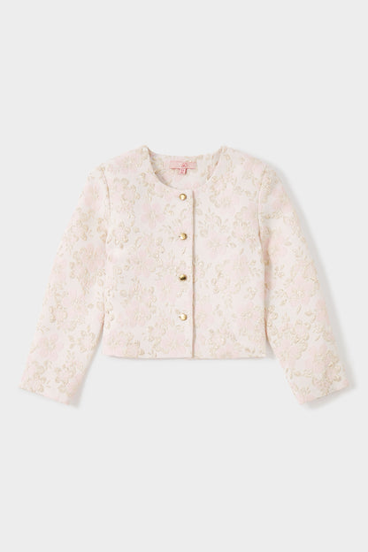 Sky Embroidered Metallic Floral Jacquard Jacket | GWD Fashion