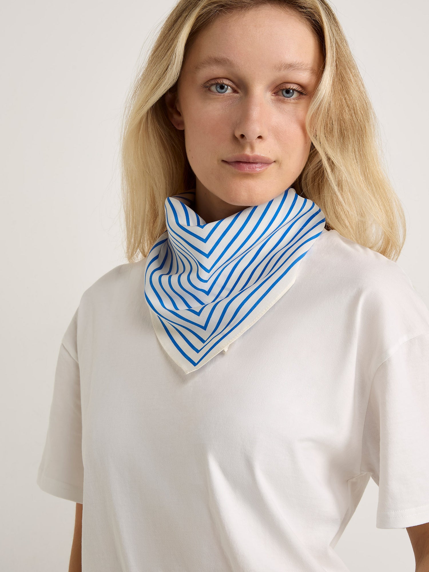 GWD Square Silk Scarves, Blue and Olive