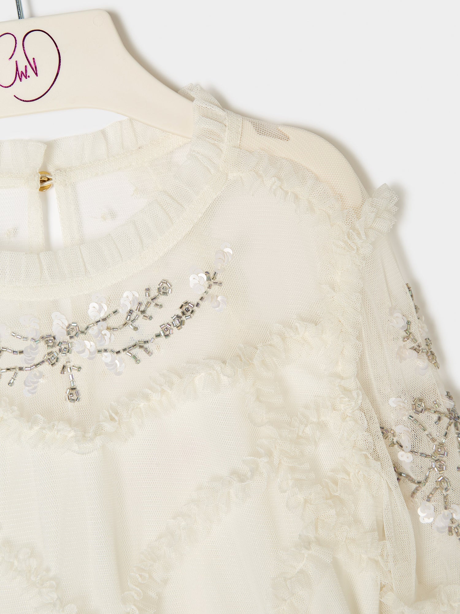 GWD Twyla Long sleeve Mesh Dress Cream