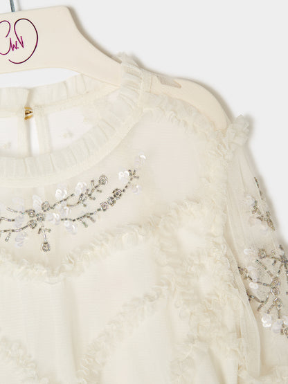 GWD Twyla Long sleeve Mesh Dress Cream