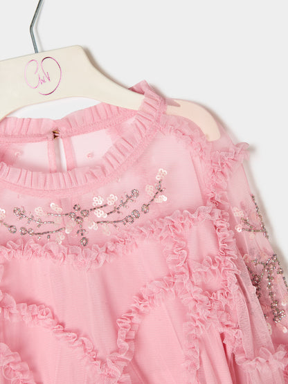 GWD Twyla Long sleeve Mesh Dress Pink