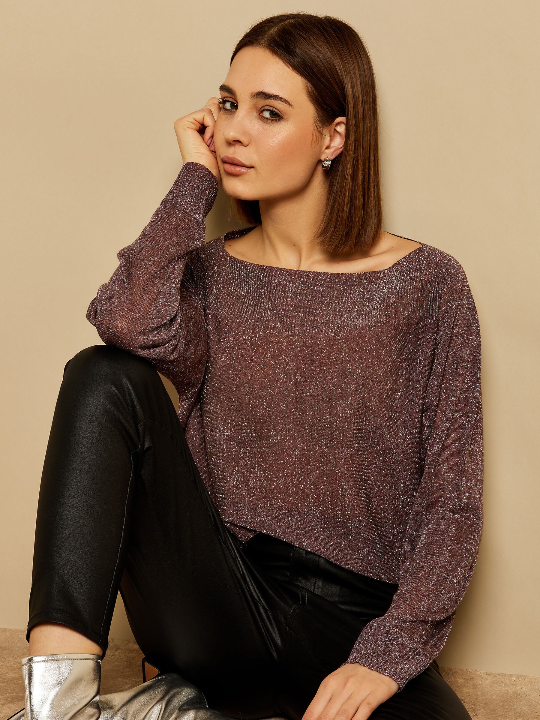 Amara Sparkle Slash Neck Jumper